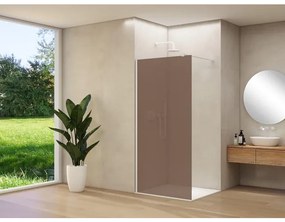 Van Rijn Products ST01 vaste wand - 88x200cm - brons rookglas - - dikte 8mm - stabilisatiestang - muurprofiel - Wit ST0150090BRWTM