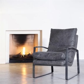 Eleonora Lex Industriele Fauteuil Leer Antraciet