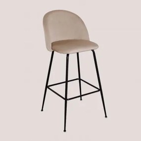 Kana Design Hoge Fluwelen Kruk Zwart & Bruin - Tarwe & ↑75 Cm - Sklum