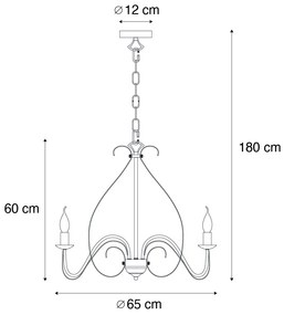 Eettafel / Eetkamer Klassieke kroonluchter roestbruin 8-lichts - Giuseppe Klassiek / Antiek, Landelijk / Rustiek E14 rond Binnenverlichting Lamp