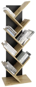 FMD Boekenplank staand geometrisch eikenkleurig en zwart