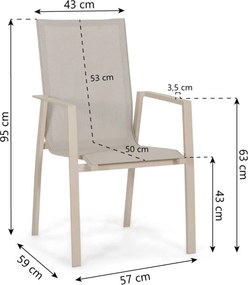 Tuinset 4 personen 125 cm Aluminium Zand/Beige Lifestyle Garden Furniture Ultimate/Ancona