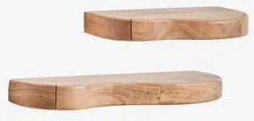 Set Van 2 Wandplanken Met Opbergruimte Van Acaciahout Nireimi ↔︎ 60 Cm - ↔︎ 90 Cm - Sklum