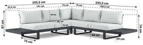 Hoek loungeset 5 personen Aluminium Grijs  Lifestyle Garden Furniture Lorenzo