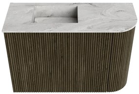 Mondiaz Joya DLux 60cm toiletmeubel ronding rechts shadow met wastafel faye links zonder kraangat glace