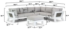 Loungeset tuin 6 personen Aluminium Wit  Santika Furniture Santika Yovita