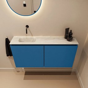 Mondiaz Ture DLux toiletmeubel 100cm jeans met wastafel ostra links zonder kraangat