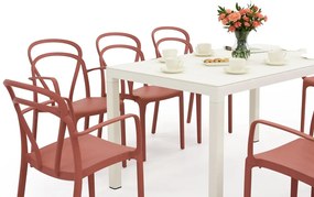 King/Vage witte en rode tuinset voor 8 personen Bica