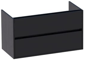 Saniclass Nexxt Wastafelonderkast - 100x46x55cm - 2 greeploze softclose lades - 1 sifonuitsparing - MFC - black wood 1420