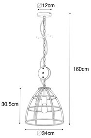Smart hanglamp met dimmer zwart met hout 34 cm incl. Wifi G95 - Arthur Industriele / Industrie / Industrial E27 rond Binnenverlichting Lamp