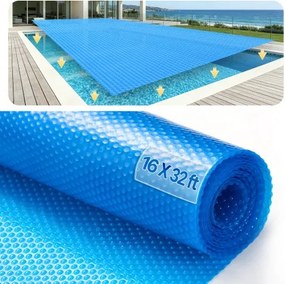 VEVOR Solar Pool Cover, 9,75 x 4,87 m Rechthoekige Solar Deken voor Zwembaden, Solar Cover voor Bovengrondse Zwembaden, 16 mil Solar Covers Blauw