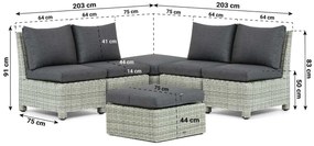 Loungeset 4 personen Wicker Grijs Garden Collections Lusso/Comodo