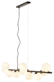 Kare Design Scala Balls Milky Black Brede Hanglamp Zwart Met Melkglas Bollen