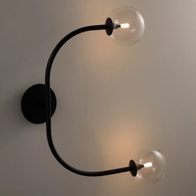 Dubbele wandlamp in metaal en glas, Macha