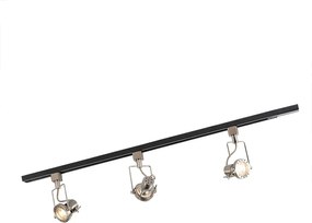 Smart 1-fase rail zwart met staal incl. 3 WiFi GU10 - Iconic Suplux