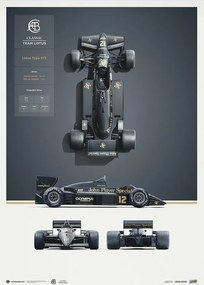 Kunstdruk Team Lotus - Type 97T - Blueprint - 1985