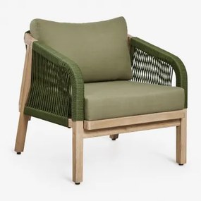 Dubai Acaciahouten Fauteuil Leger Groen – Koel & Rustiek Acaciabruin - Sklum