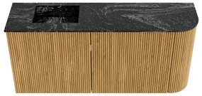 Mondiaz Joya DLux 90cm toiletmeubel ronding rechts oak met wastafel faye links 1 kraangat lava