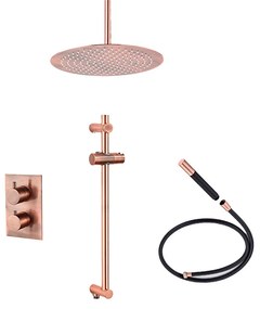Saniclear Copper Pro inbouw regendouche 30cm met plafondarm en glijstang geborsteld koper