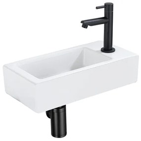 Fortifura Fuente fonteinset - 40x22x11.5cm - 1 kraangat - keramiek - fonteinkraan zwart mat - glans wit SW696235/SW696205/SW696215/SW724040