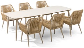 Tuinset 6 personen 240 cm Aluminium/rope Taupe Coco Vedra/Vienna