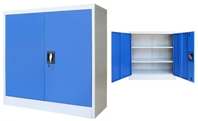 vidaXL Kantoorkast 90x40x90 cm metaal grijs en blauw
