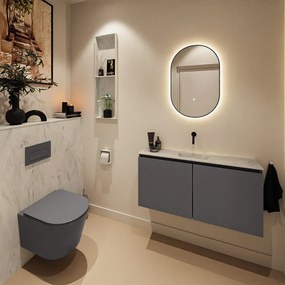 Mondiaz Ture DLux toiletmeubel 100cm dark grey met wastafel opalo midden zonder kraangat