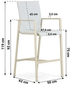 Barstoel Aluminium/textileen Taupe-naturel-bruin Lifestyle Garden Furniture Rome