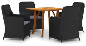 vidaXL 5-delige Tuinset zwart