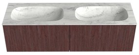 Mondiaz Kurve-dlux 150cm badmeubel ruby met 2 lades en wastafel stor small dubbel zonder kraangat opalo