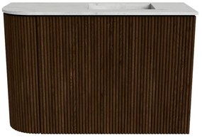 Mondiaz Joya DLux 60cm toiletmeubel ronding links walnut met wastafel faye rechts 1 kraangat opalo