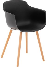 Goossens Eco Stoel Tomar zwart kunststof met armleuning,