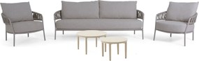 Stoel en Bank Loungeset 5 personen Rope Taupe  4 Seasons Outdoor Calma/Ibiza