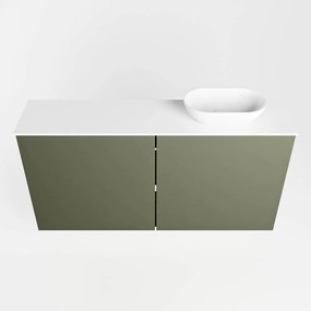 Mondiaz Fowy toiletmeubel 100cm army met witte waskom rechts zonder kraangat