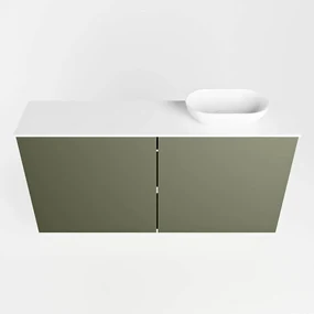 Mondiaz Fowy toiletmeubel 100cm army met witte waskom rechts zonder kraangat