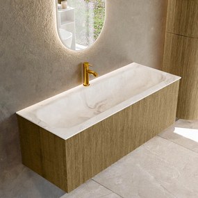Mondiaz Kurve-dlux 120cm badmeubel dusk met 1 lade en wastafel big large midden 1 kraangat frappe