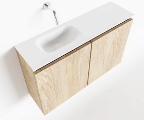Mondiaz Ture 80cm toiletmeubel washed oak met wastafel talc links geen kraangat