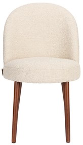 Dutchbone Barbara Boucle Beige Eetkamerstoel Met Houten Poten