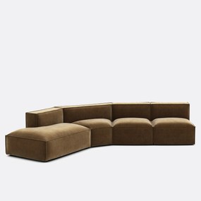 4-delige bank links fluweel Vintage Seven