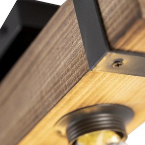 Smart industriële plafondlamp hout met staal incl. 4 wifi A60 - Reena