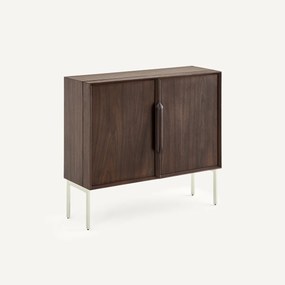 Bureau met lage kast, notenhoutfineer, OMID