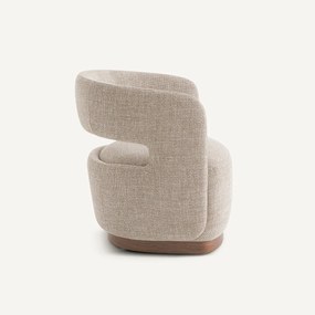 Draaifauteuil met walnoten onderstel, mêleestof, Jesper