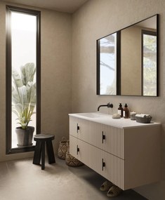 Muebles Avila badmeubel ribbelfront 120cm macchiato met wastafel links zonder kraangat