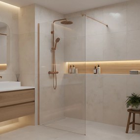Walk-in douchewand Rea Flexi Transparent / Brush Copper 80