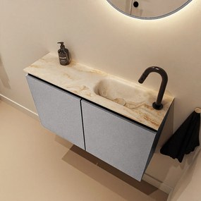 Mondiaz Ture DLux toiletmeubel 80cm plata met wastafel frappe rechts met kraangat