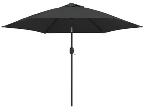 vidaXL Parasol met LED-verlichting en stalen paal 300 cm antraciet