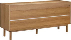 Eiken Dressoir Met Stoffen Deuren 180 Cm - 180x40x60cm.