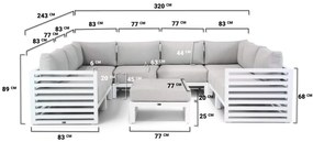 U-Vorm Loungeset 8 personen Aluminium Wit  Santika Furniture Santika Jaya