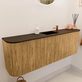 Mondiaz Joya 125cm toiletmeubel ronding links/rechts oak met wastafel faye midden 1 kraangat urban