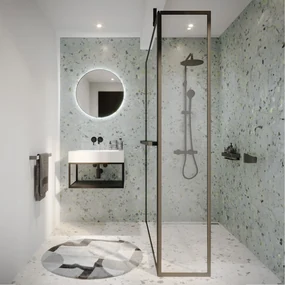 Riho Lucid GD402S inloopdouche met draaibare zijwand 90cm zwart mat
